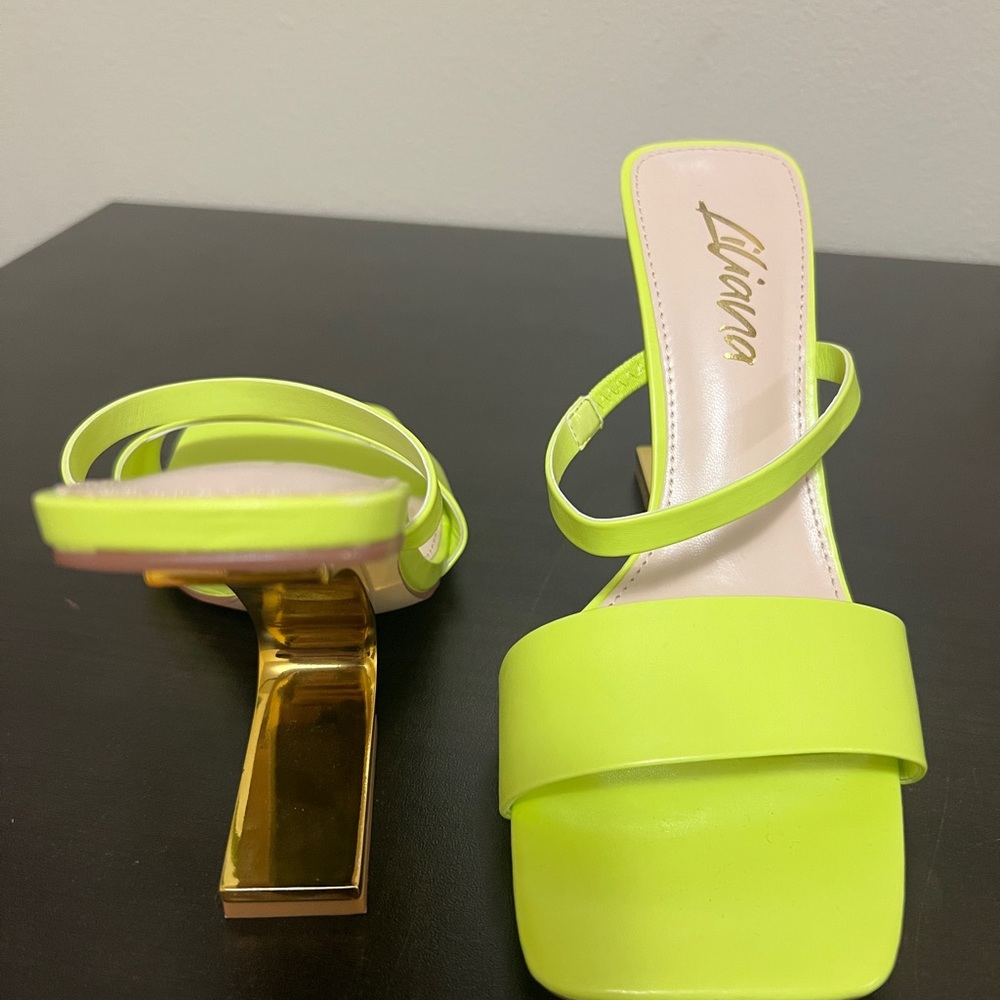 Fashion Nova Size 7.5 Liliana Looking Expensive Heeled Mules - Yellow